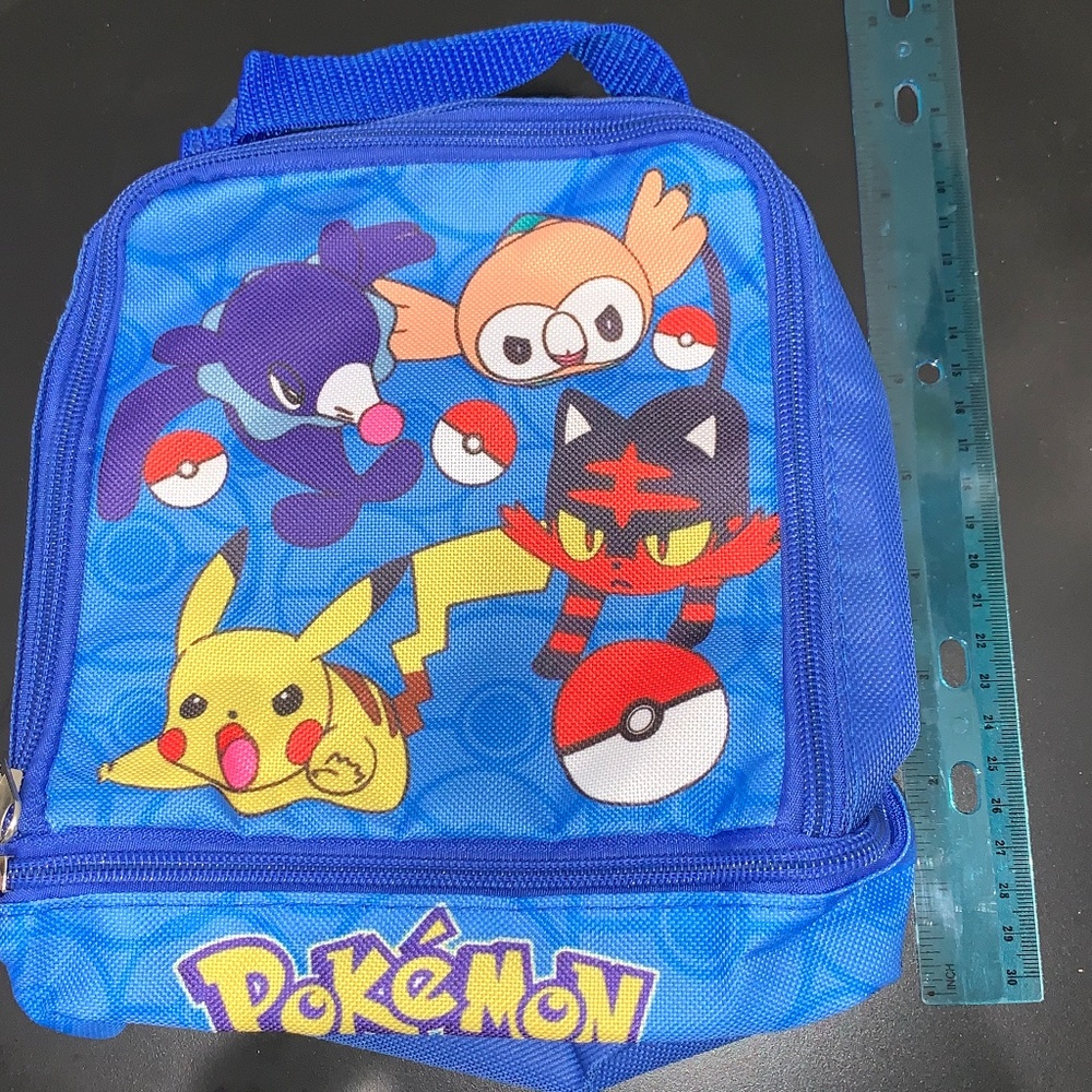Pokemon Starters Lunchbox, Blue with Pikachu, Litten, Rowlet, and Popplio